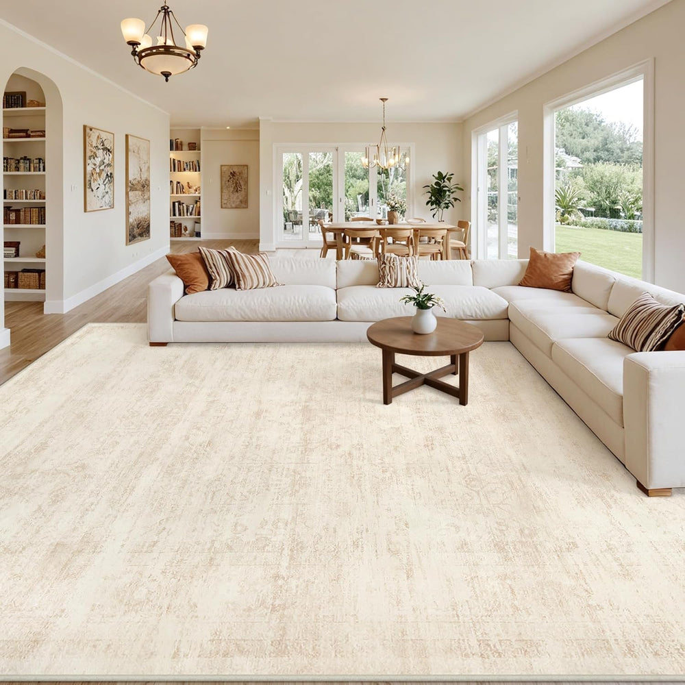 8x10 Area Rugs Living Room: Bedroom Washable Carpet Retro Beige