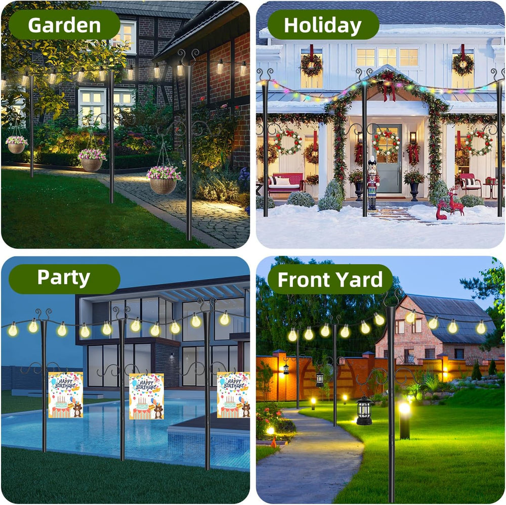 2 Pack Outdoor Patio Light Poles for String Lights, 10Ft Heavy Duty Metal Str...