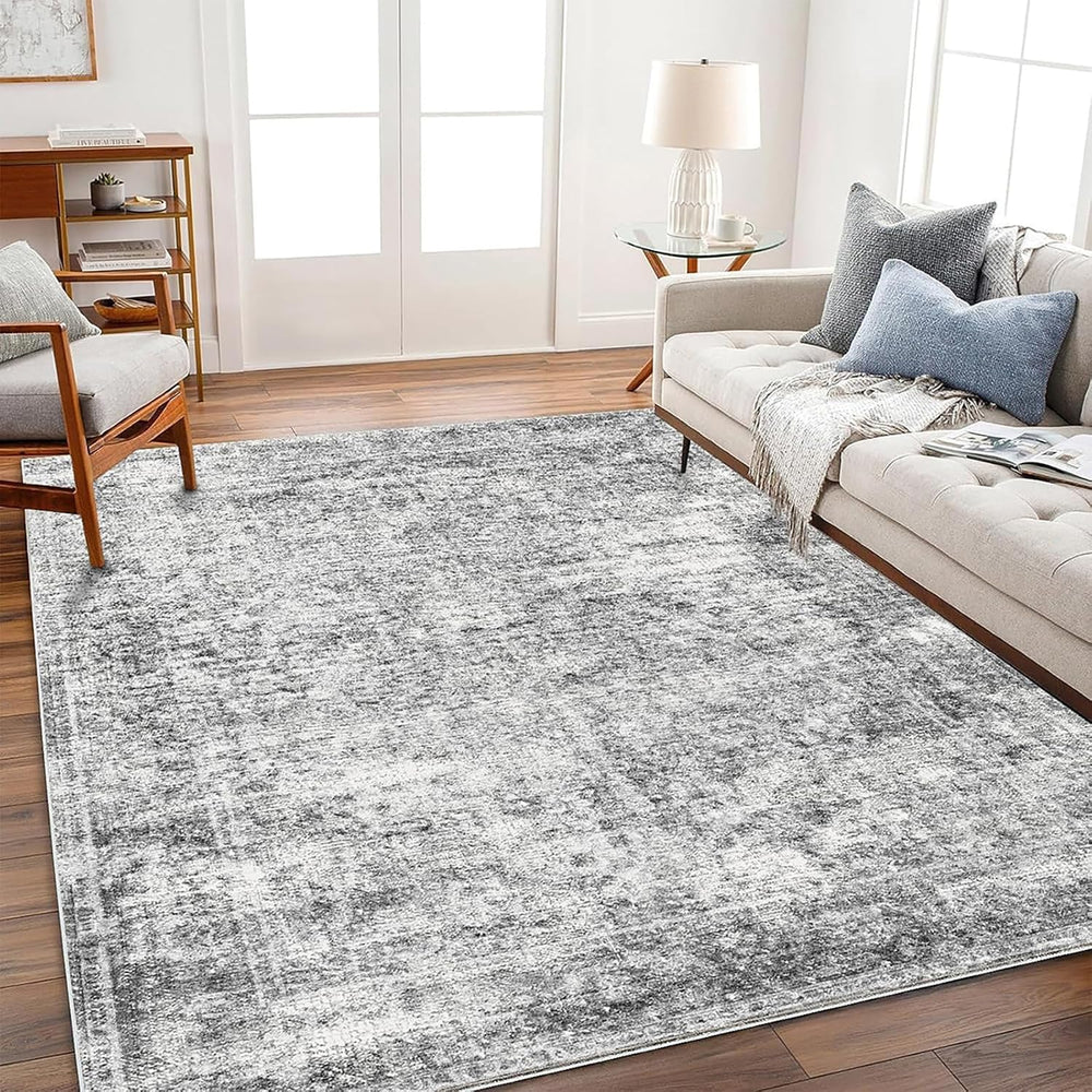 CHAMPLANT Area Rug 6x9 Washable Rug Gray Vintage Traditional Floor Cover Thin...