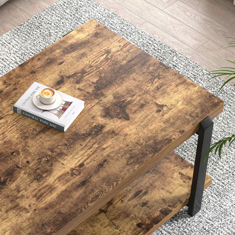 FOLUBAN Modern Coffee Table, Rustic Wood Center Table with Storage for Living...