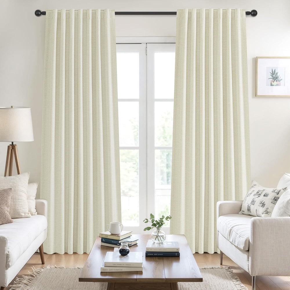 UHITECH Cream Yellow Black Out Curtains 108 Inch Long 2 Panels Set, 50" W