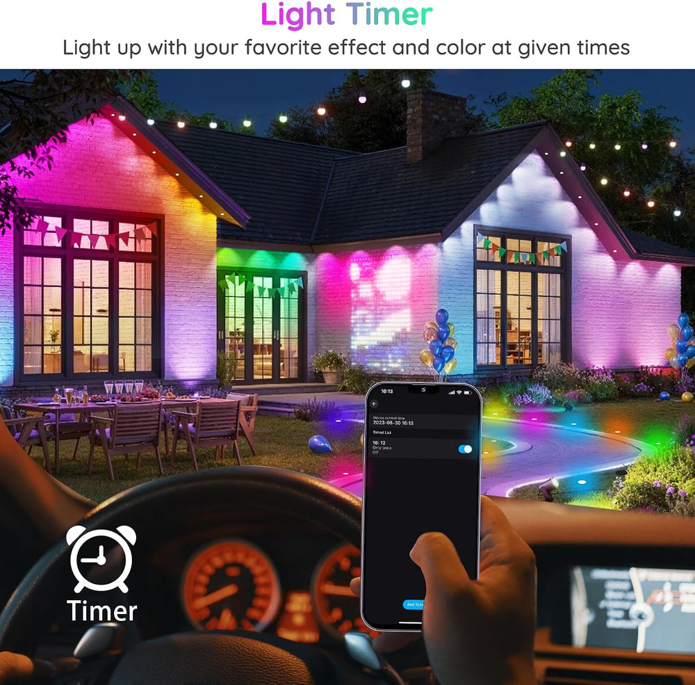 LED Deck Lights Kit, 30 Pack 1.77" Smart RGBW+IC Outdoor Lights | Low Vo...