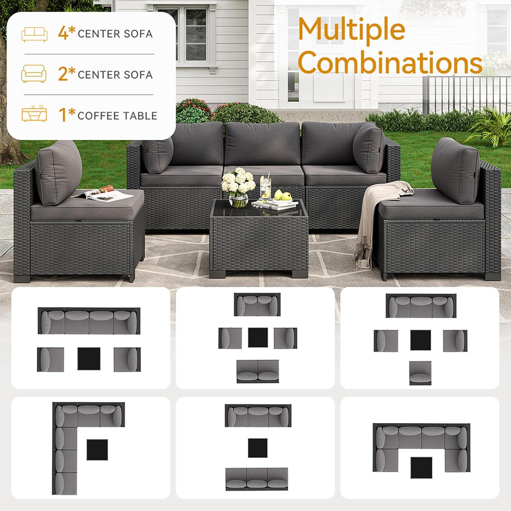 Aoxun 7-Piece Outdoor Furniture, Patio Furniture Sets with Thick Cushions, Wi...