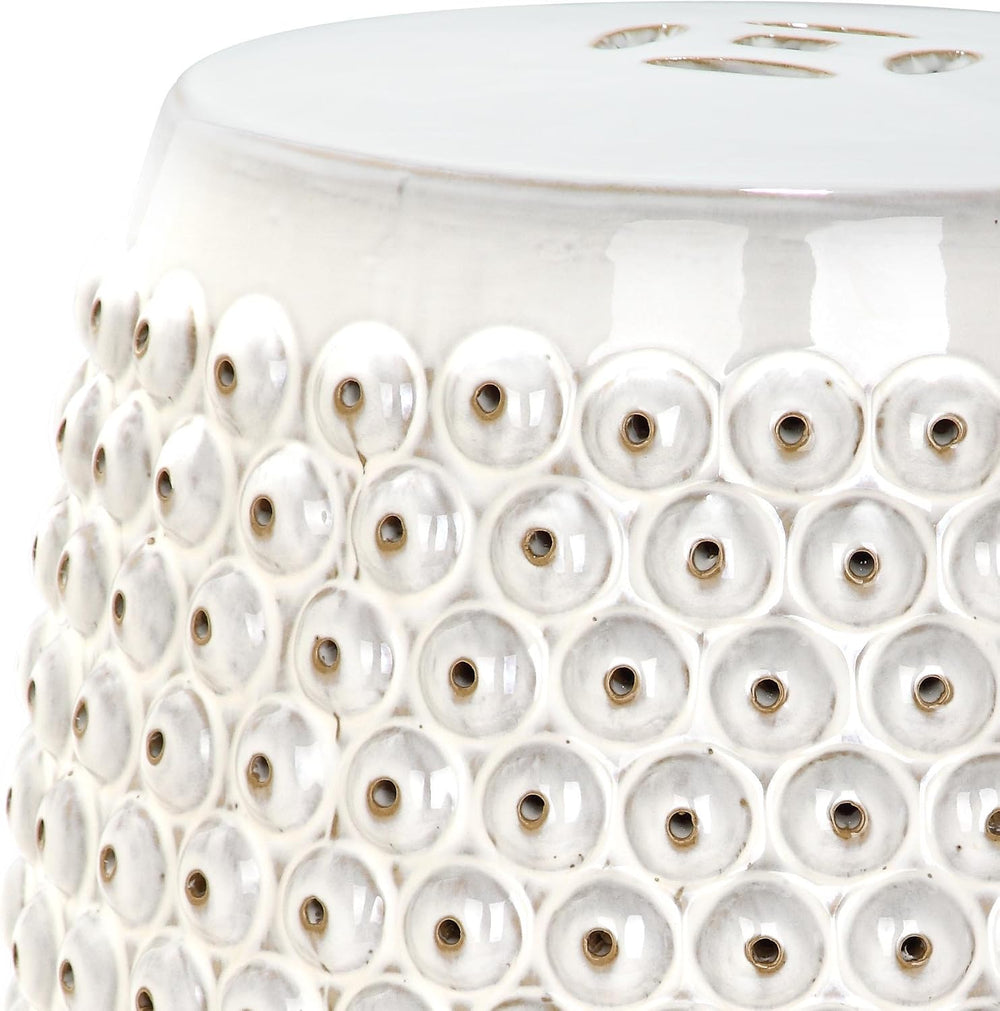 Safavieh Castle Gardens Collection Stella Nail Head White Glazed Ceramic Gard...