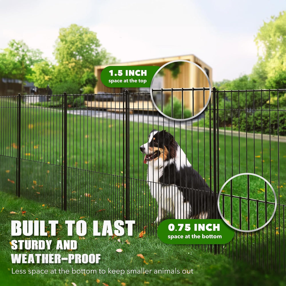 WESLEY'S CORNER Tall Fence Panels - 32”H x 29”L, No Dig Metal Dog Fence, ...