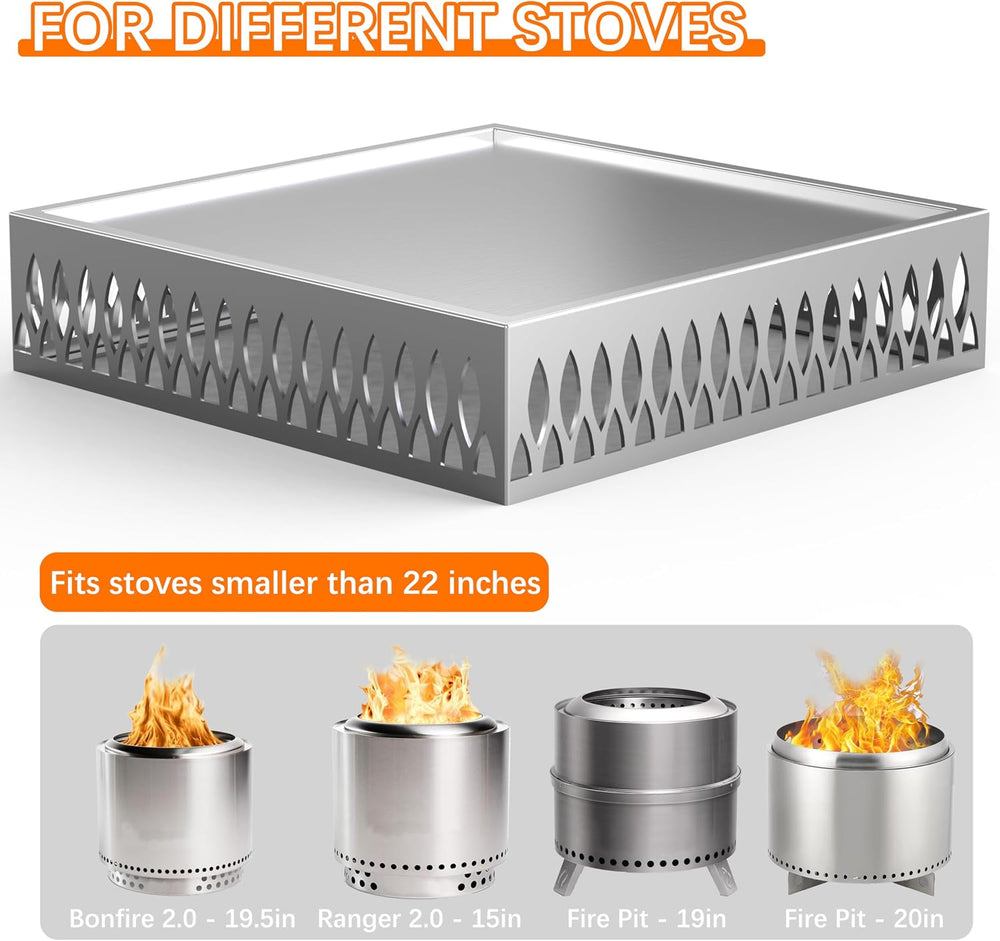 Stainless Steel Fire Pit Base for Surface Protection, X22 (23.6 Inch) Metal F...