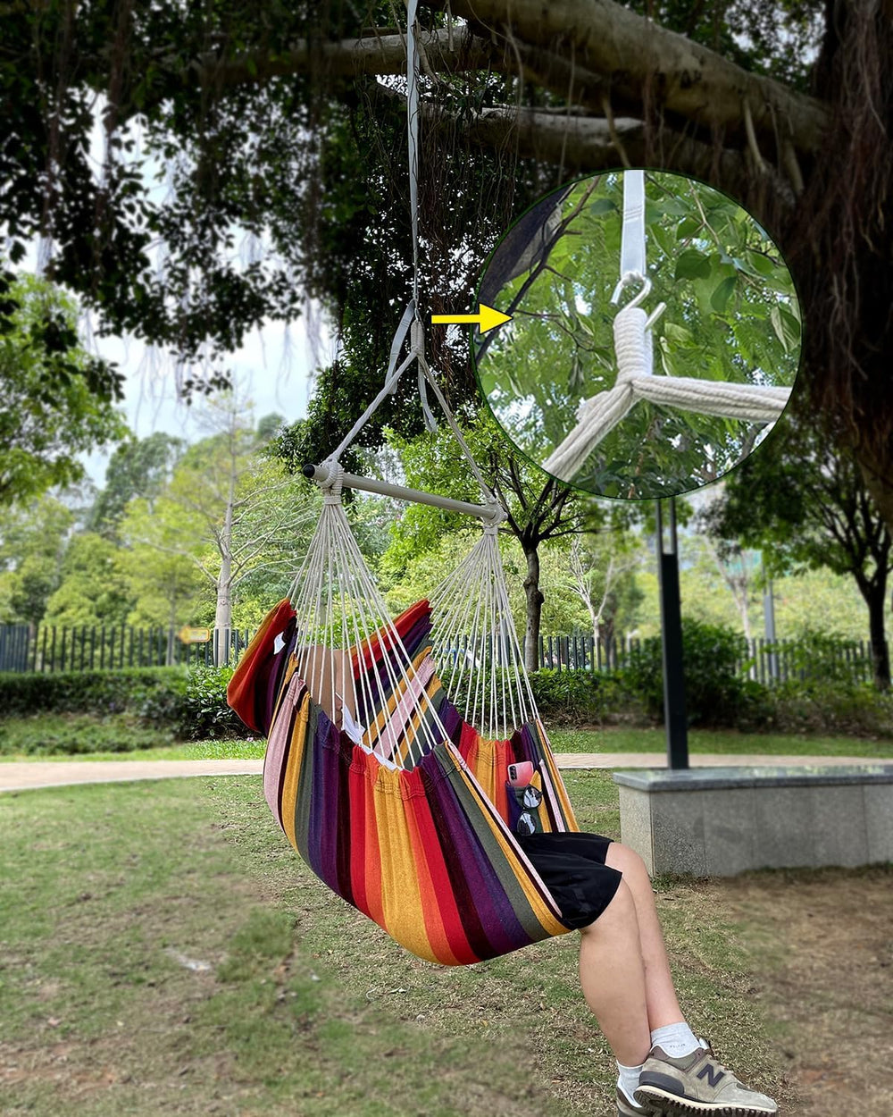 MIZTLI Hammock Chair Swing Indoor Outdoor 500 Lbs, Steel Bar & Anti-Slip