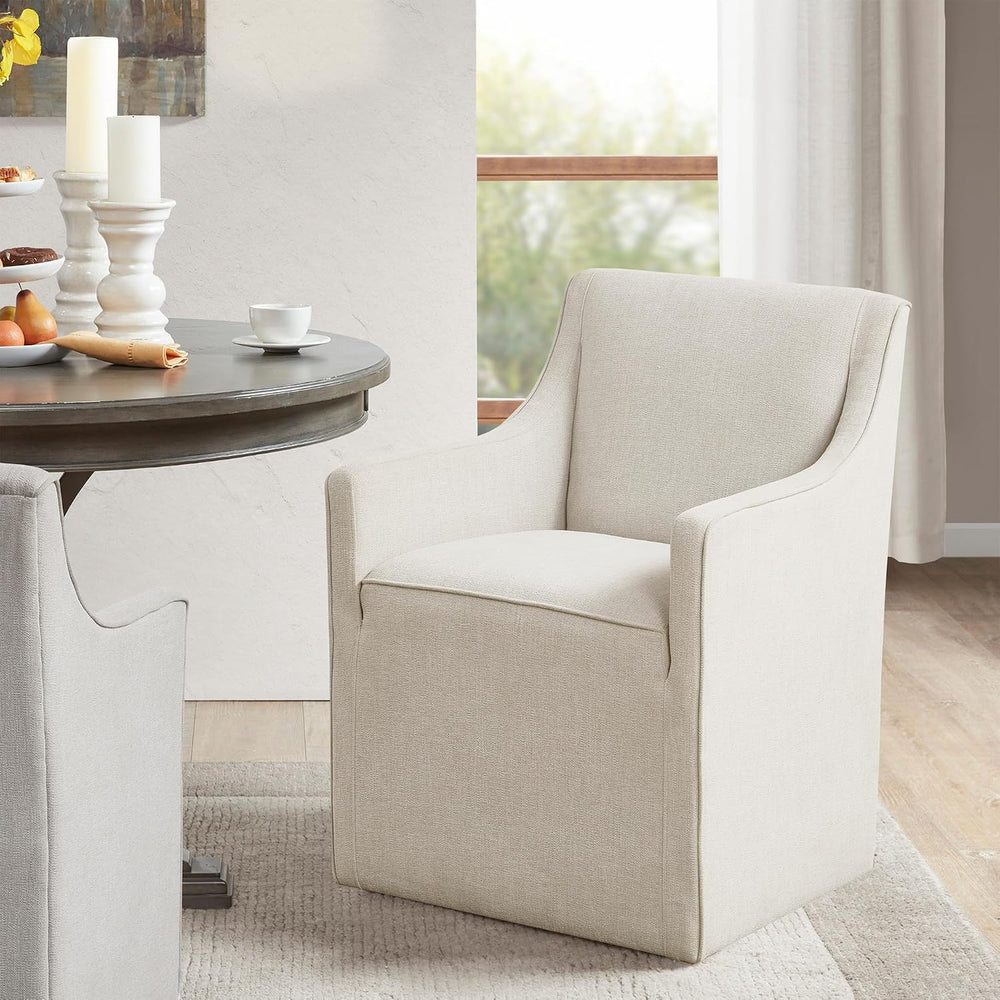 Madison Park Dining Chair with Hidden Casters, 20" Thick Seat Foam Cushi...