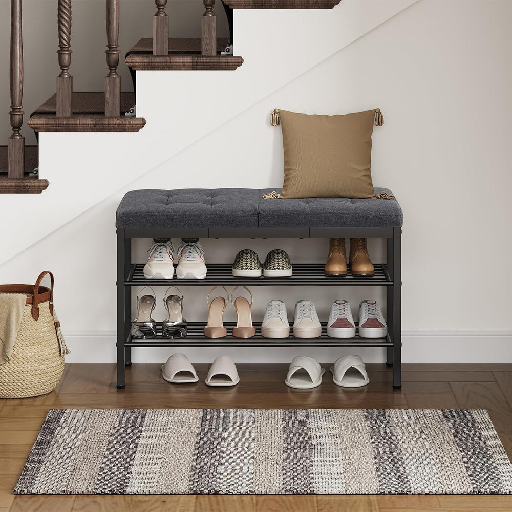 HOOBRO Shoe Bench, Storage Bench with Cushion, Entryway Bench Shoe Shelf with...