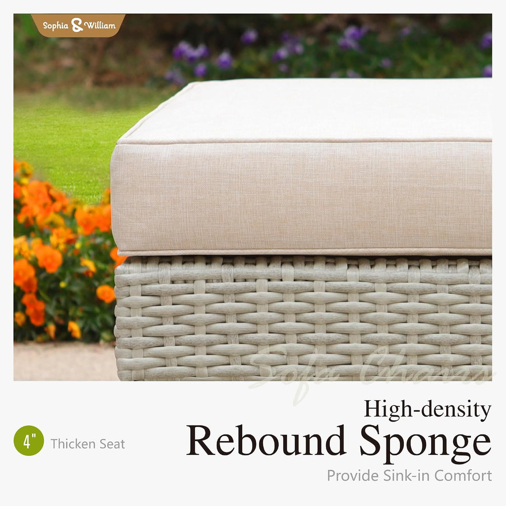 Sophia & William Patio Furniture Rattan Outdoor Sofa Set with Ottomans (5...