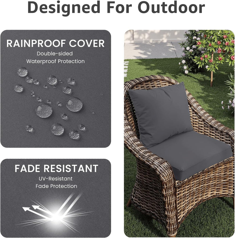 PatioGlow Outdoor Seat Cushion Set 24 x 24 x 4 Inch, Waterproof & Fade Re...