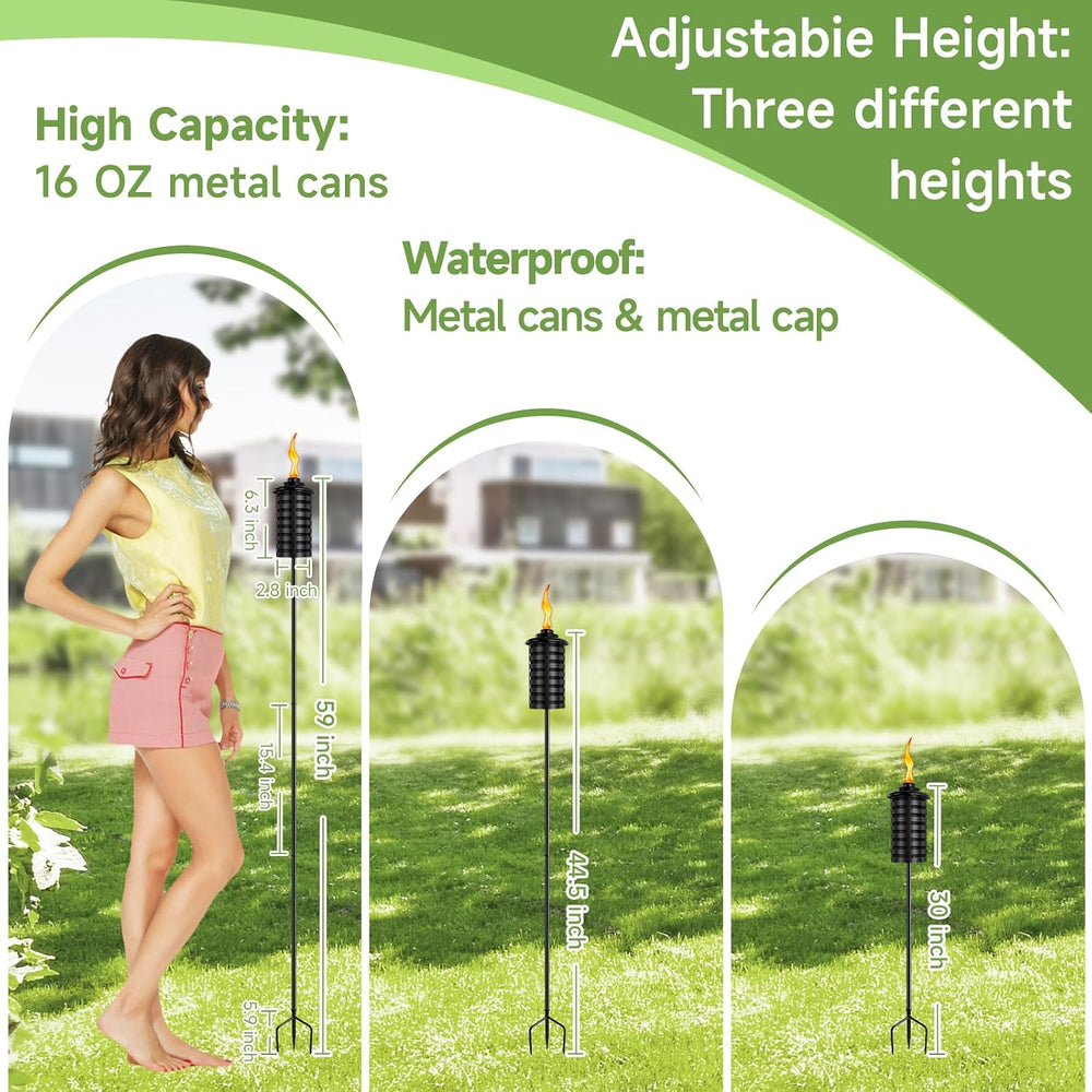 ZSZMFH 4 Pcs Metal Torch for Outside, 16oz Outdoor Metal Torch Garden Décor,5...