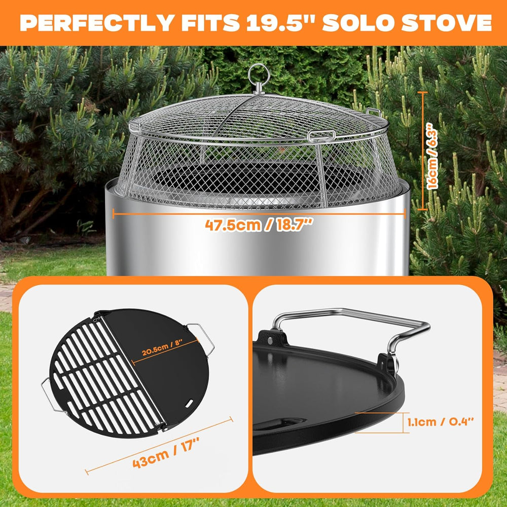 onlyfire Stainless Steel Mesh Cover & Cast Iron Grill Griddle Combo