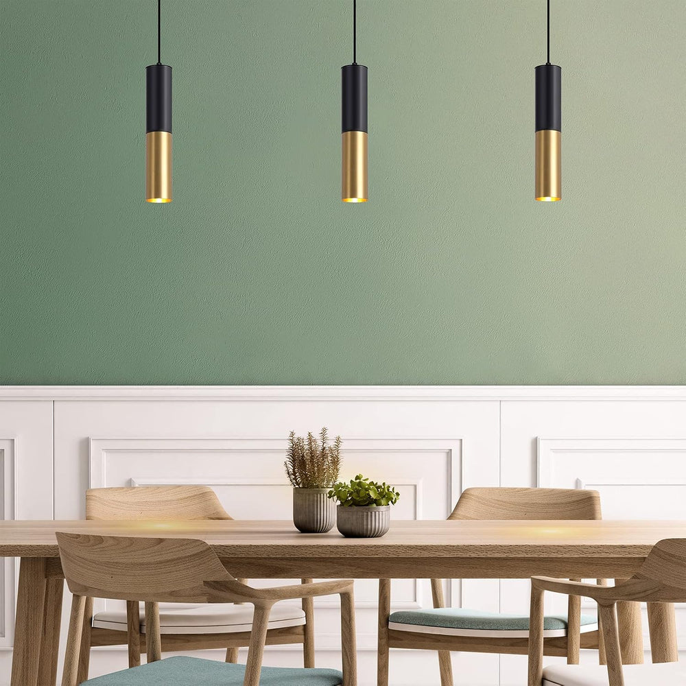 Modern Mini Pendant Light Set of 3, Metal Gold Black Pendant Ceiling Lamps Fi...