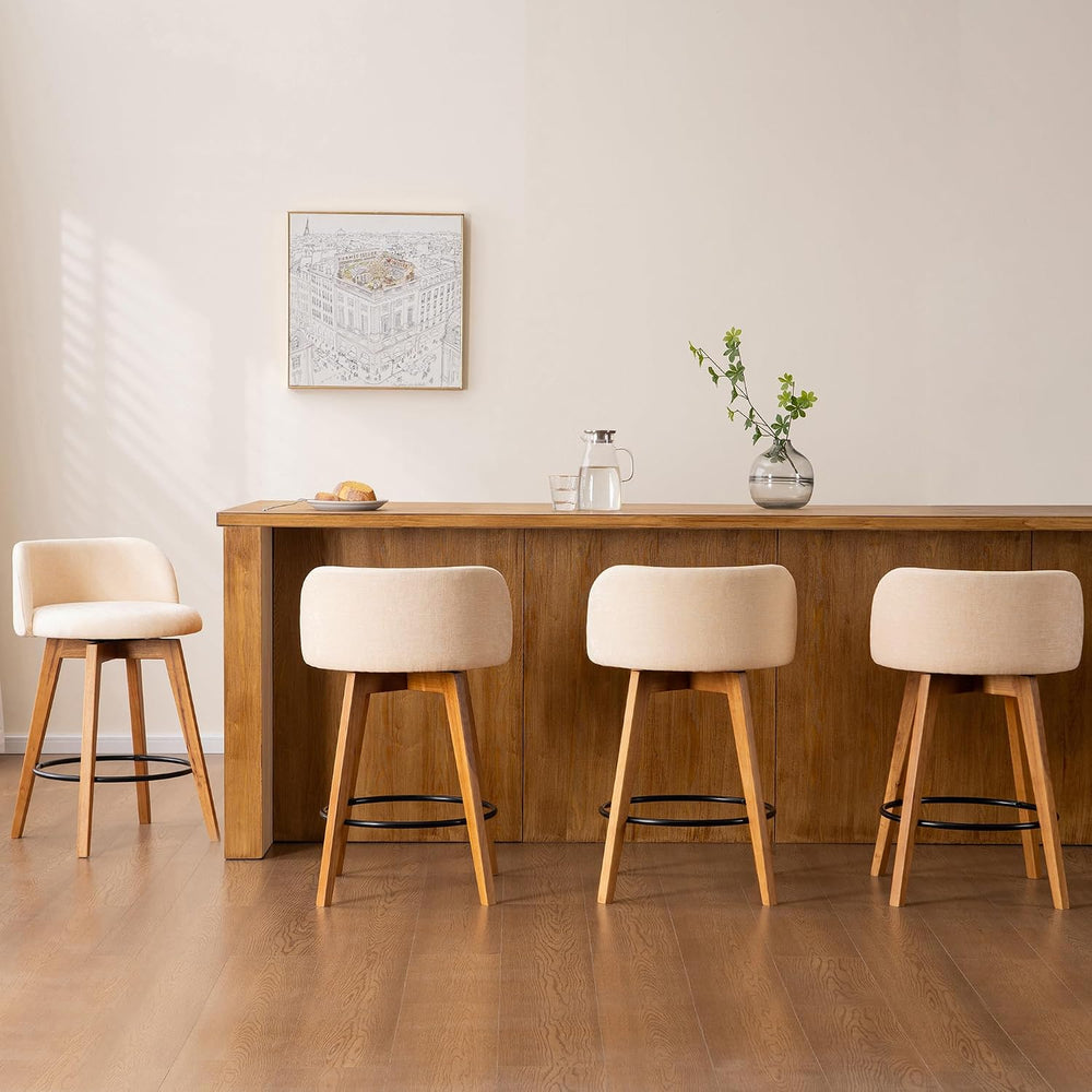 EYYTHUNG 26" Counter Height Bar Stools Set of 2 Mid Century Modern Farmh...