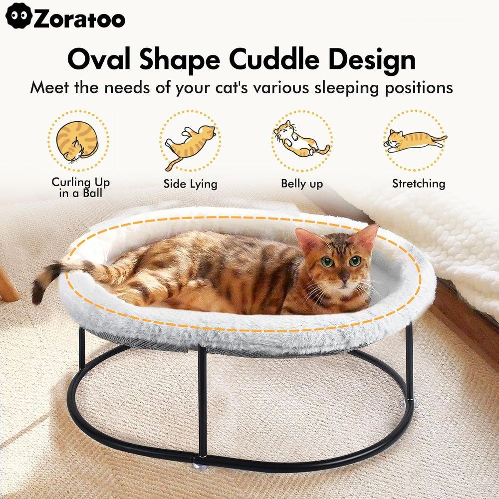 Zoratoo Elevated Cat Hammock, Fluffy Cuddle Cat Bed for Multiple Cats