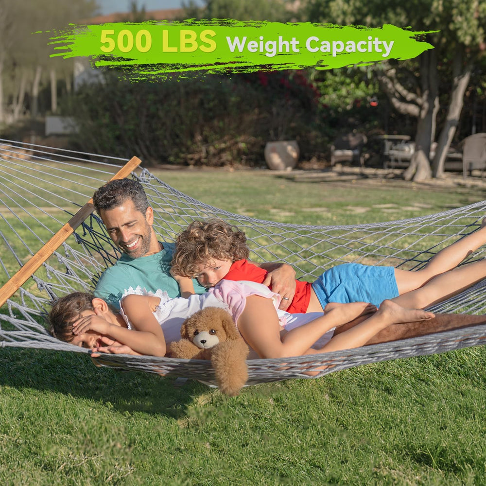 ANAGOO Double Hammock for 2 Person, Handwoven Rope Hammock with Spreader Bar ...
