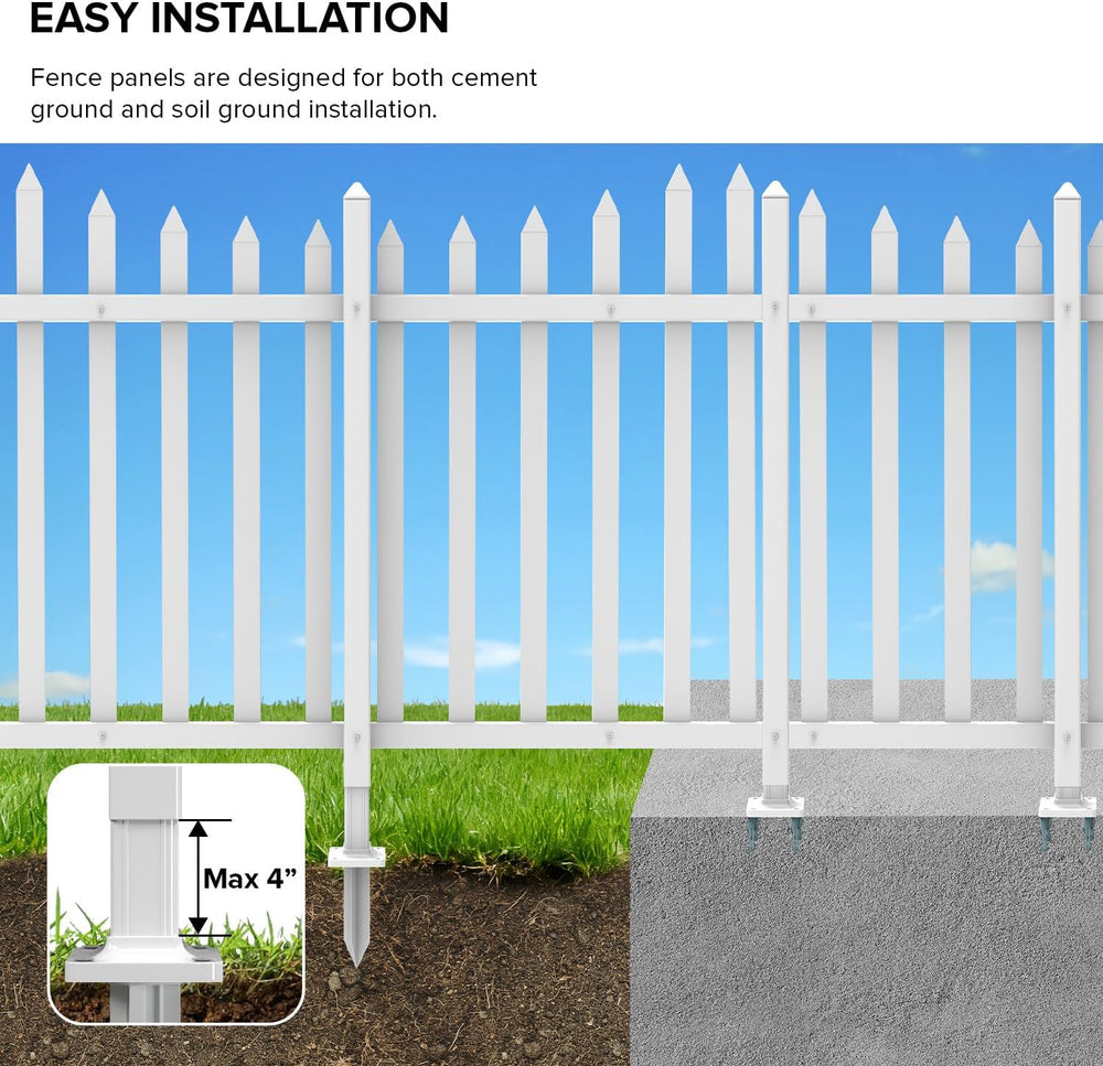 1 Set Vinyl Picket Fence Panels White 84''Wx36''H PVC Decorat...