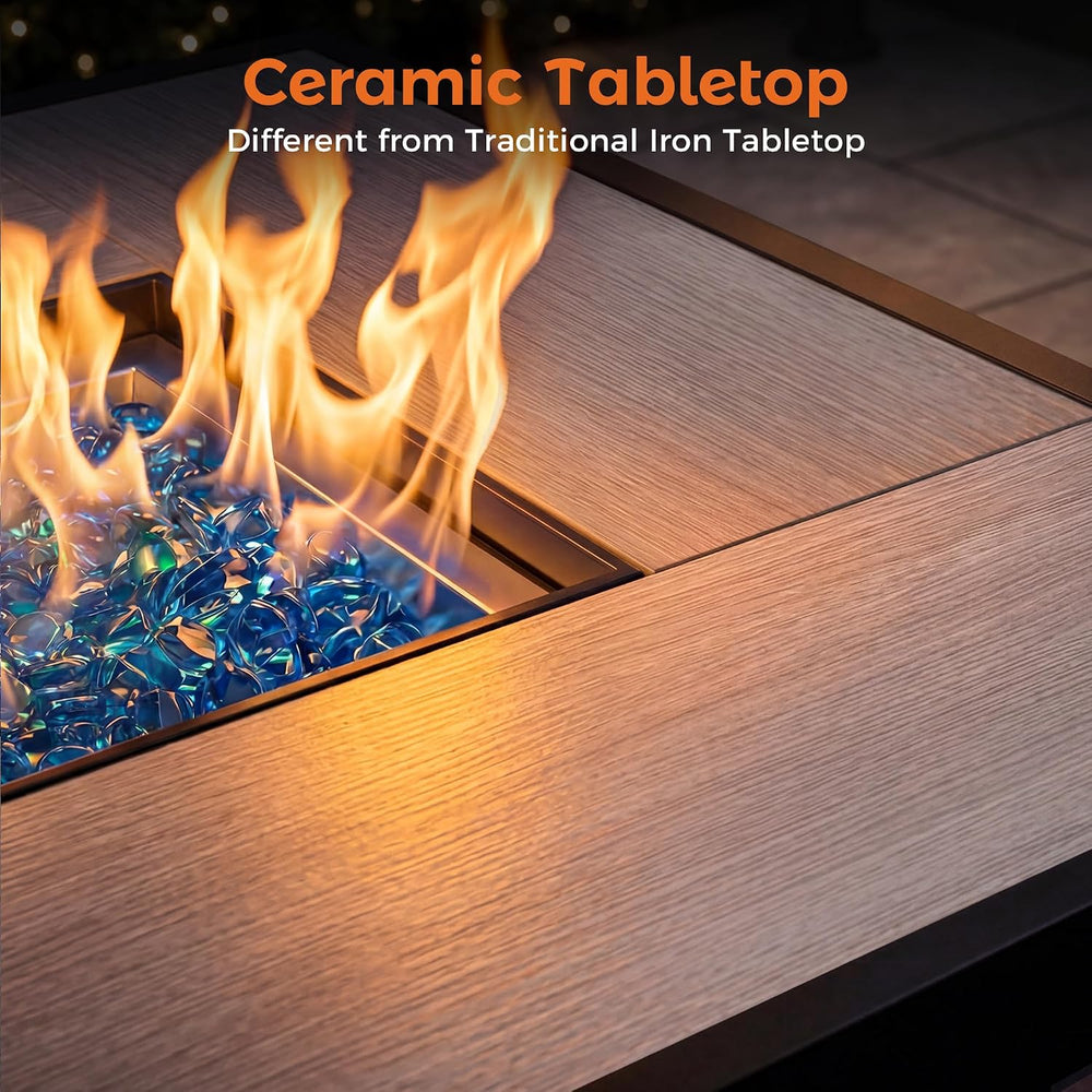 42 inch Propane Fire Pit Patio Outdoor Fire Pit Table Large Rectangular