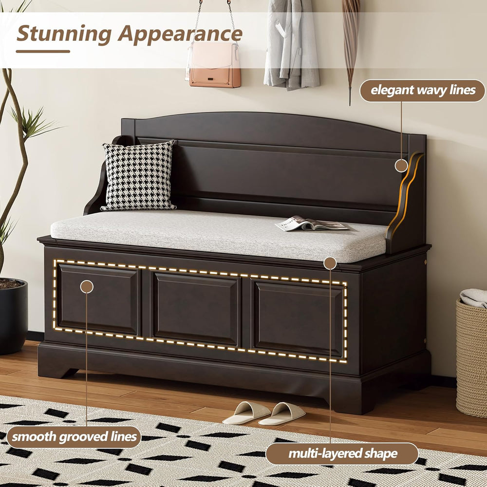 LUMISOL Shoe Storage Bench with Seating, 41.7” Farmhouse Entryway Bench with ...