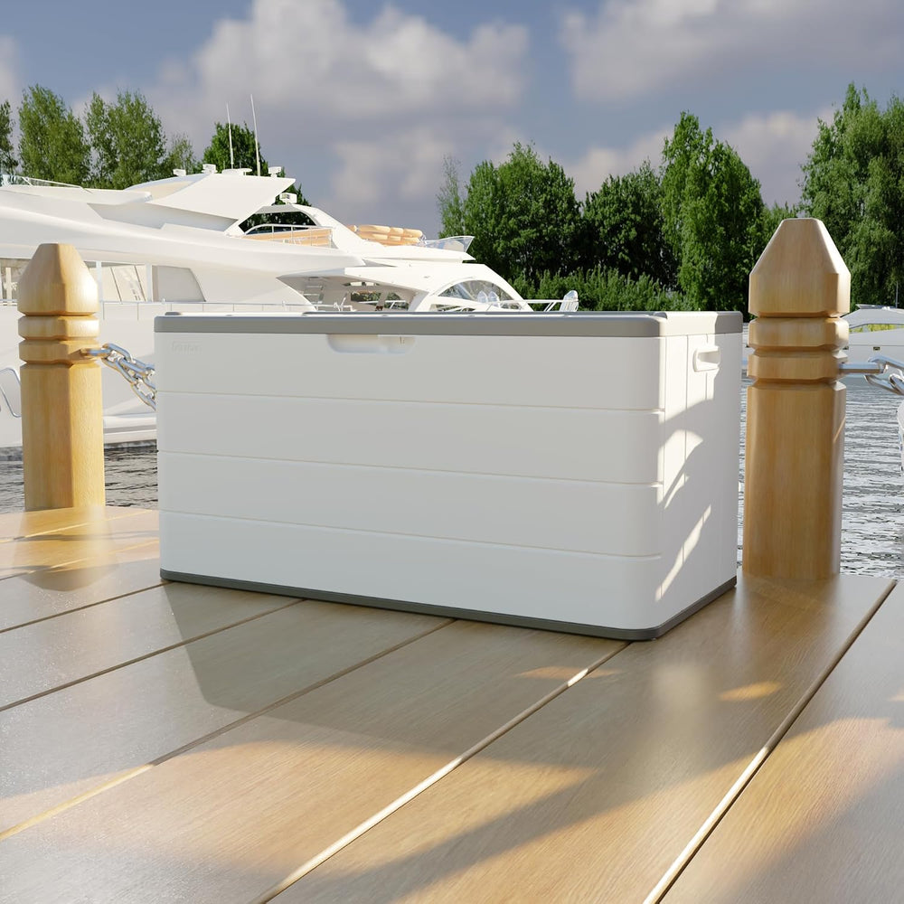 Mrosaa 110 Gallon Deck Box Waterproof,Double-Wall Resin Outdoor Storage Boxes...