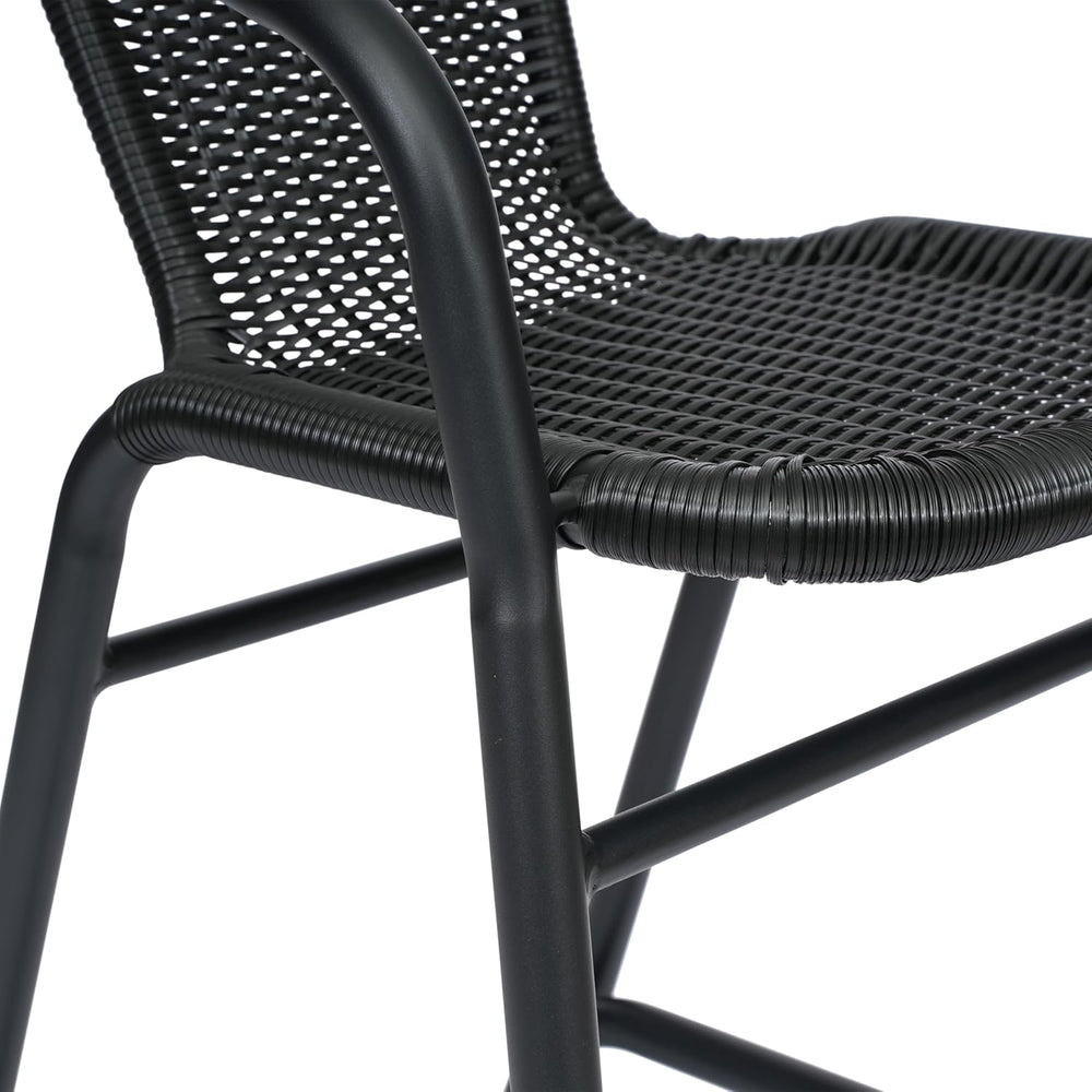 Flash Furniture PE Rattan Indoor/Outdoor Restaurant Barstool, Black, 2-Pack