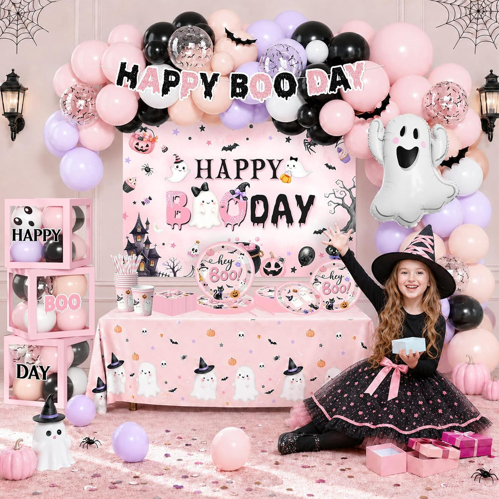 Pink Halloween Party Decorations Kit Halloween Happy Boo Day Birthday Party