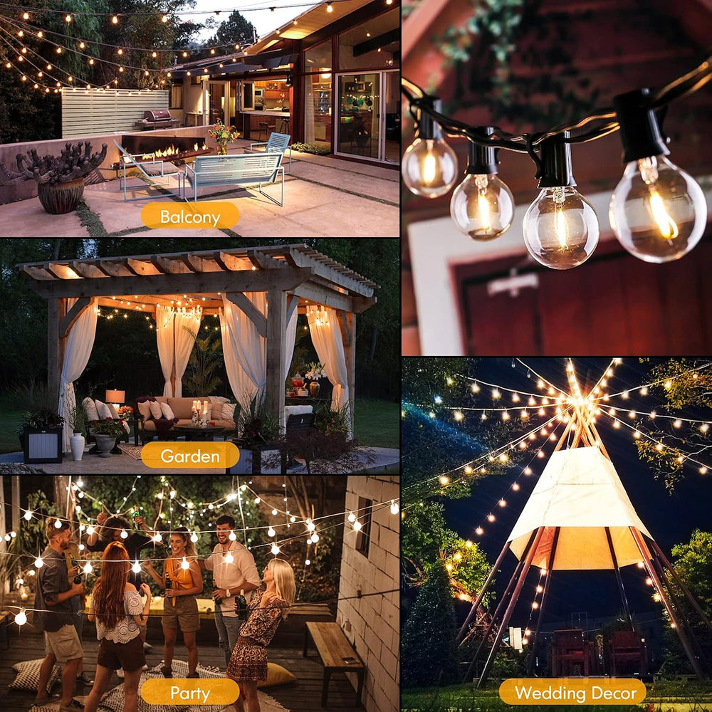 100FT LED Outdoor String Lights Patio Light with 52 Shatterproof G40 Dimmable...