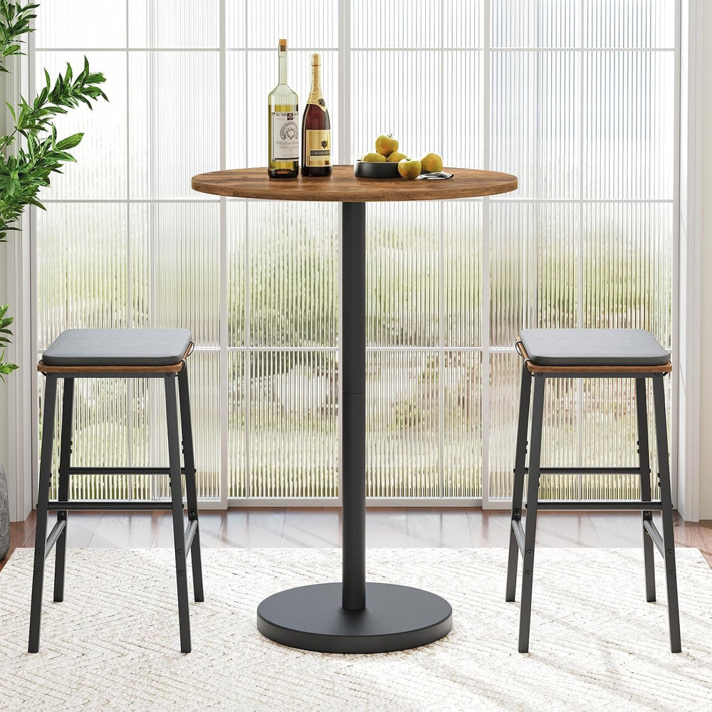 YATINEY Bar Table, Round Bar Table Set of 2, Counter Height Table, Pub Cockta...