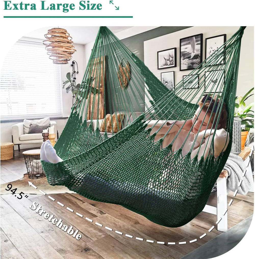 Upgraded Caribbean Hammock Chair with Detachable Metal Bar, Large Hammock Swi...
