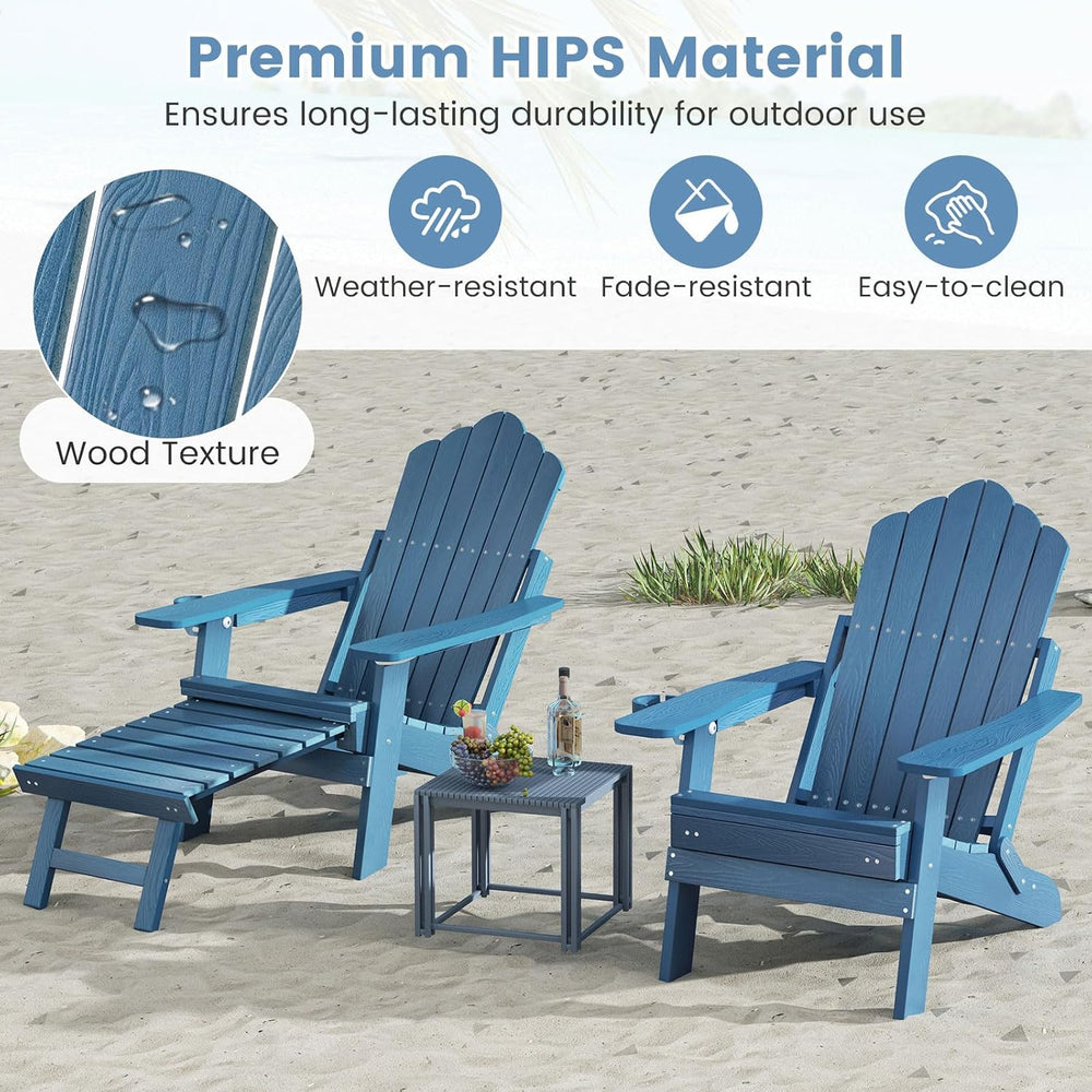 GIANTEX Folding Adirondack Chair, All-Weather Lounge Chair with Adjustable Ba...