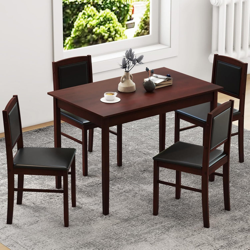 Giantex 5-Piece Dining Table Set for 4, Wooden Kitchen Table and Chairs with ...