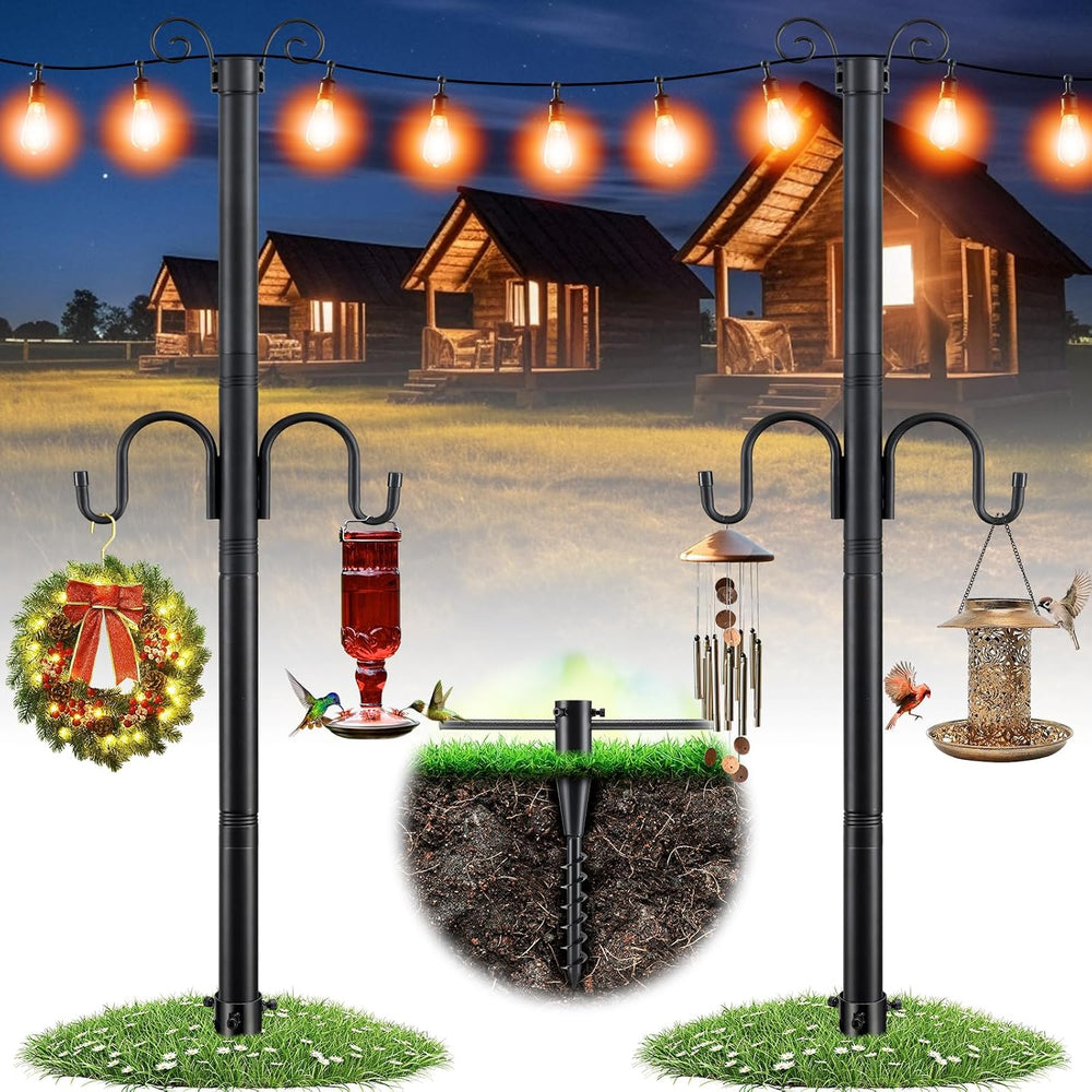 10FT String Light Poles 2Pack, 1.5 Inch Heavy Duty Poles for Outdoor String L...