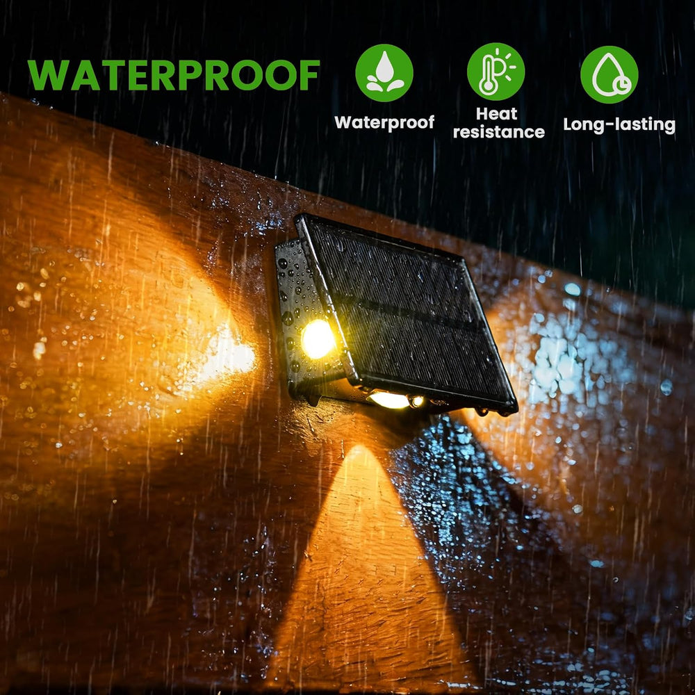 JSOT Solar Fence Lights Outdoor - 8 Pack Solar Lights Outdoor Waterproof Idea...