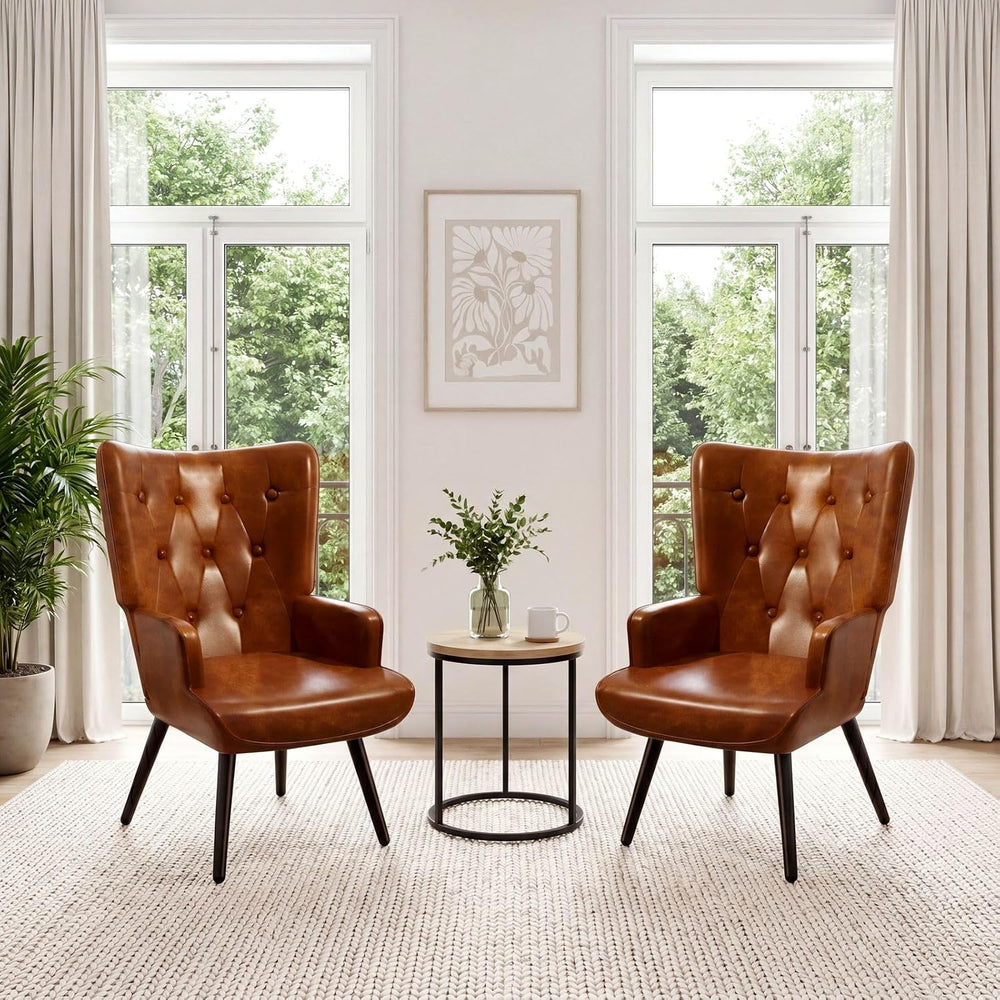 TLSUNNY Accent Chair, Upholstered PU Leather Living Room Chairs
