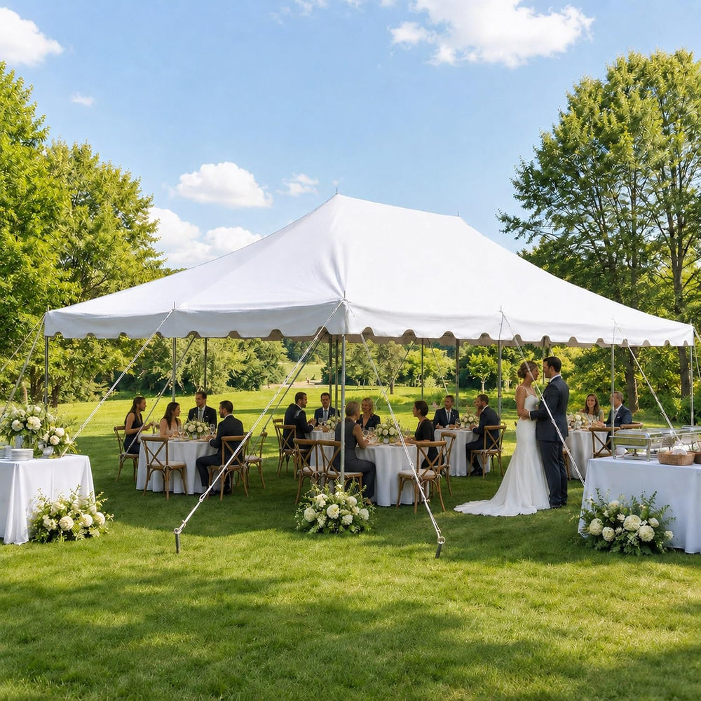 Party Tents Direct 20' x 30' Standard Canopy Pole Tent, White Top