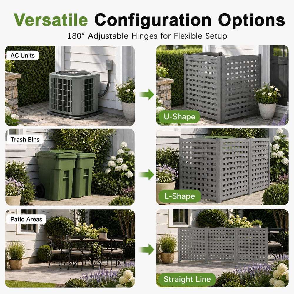 32" W x 38" H Air Conditioner Fence, 3 Panel Trash Can Fence Screen...