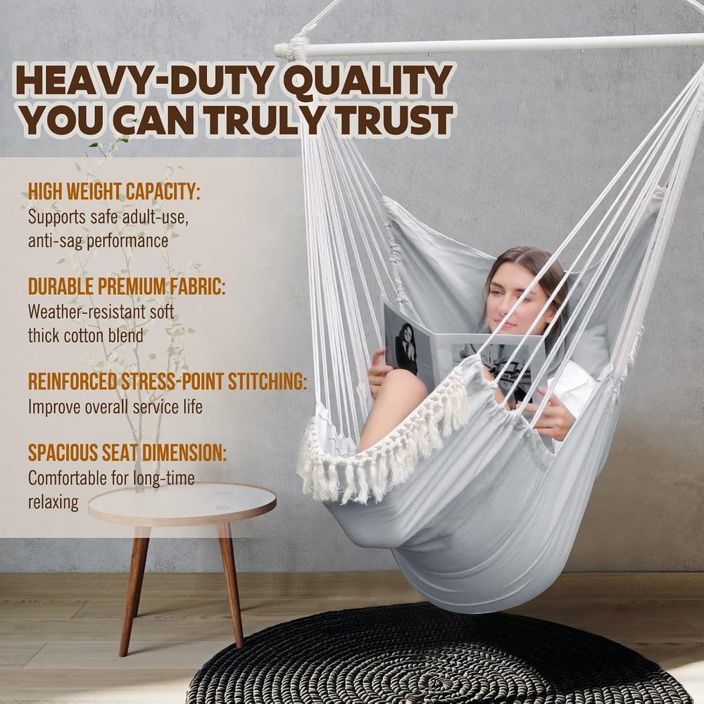 Chihee Hammock Chair Foot Rest 2 Cushions Max 500 lb Metal Spreader Bar