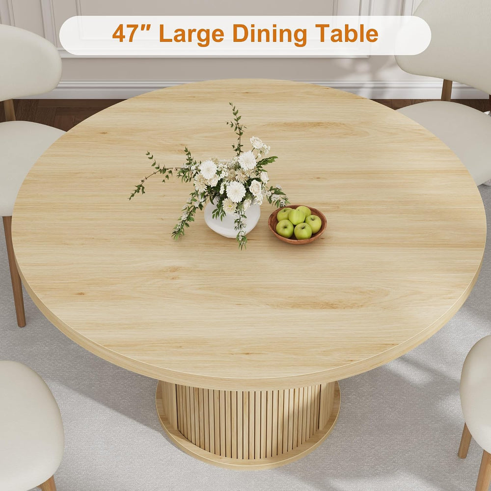 IDEALHOUSE 47" Round Dining Table for 4-6, Modern Farmhouse Kitchen Table