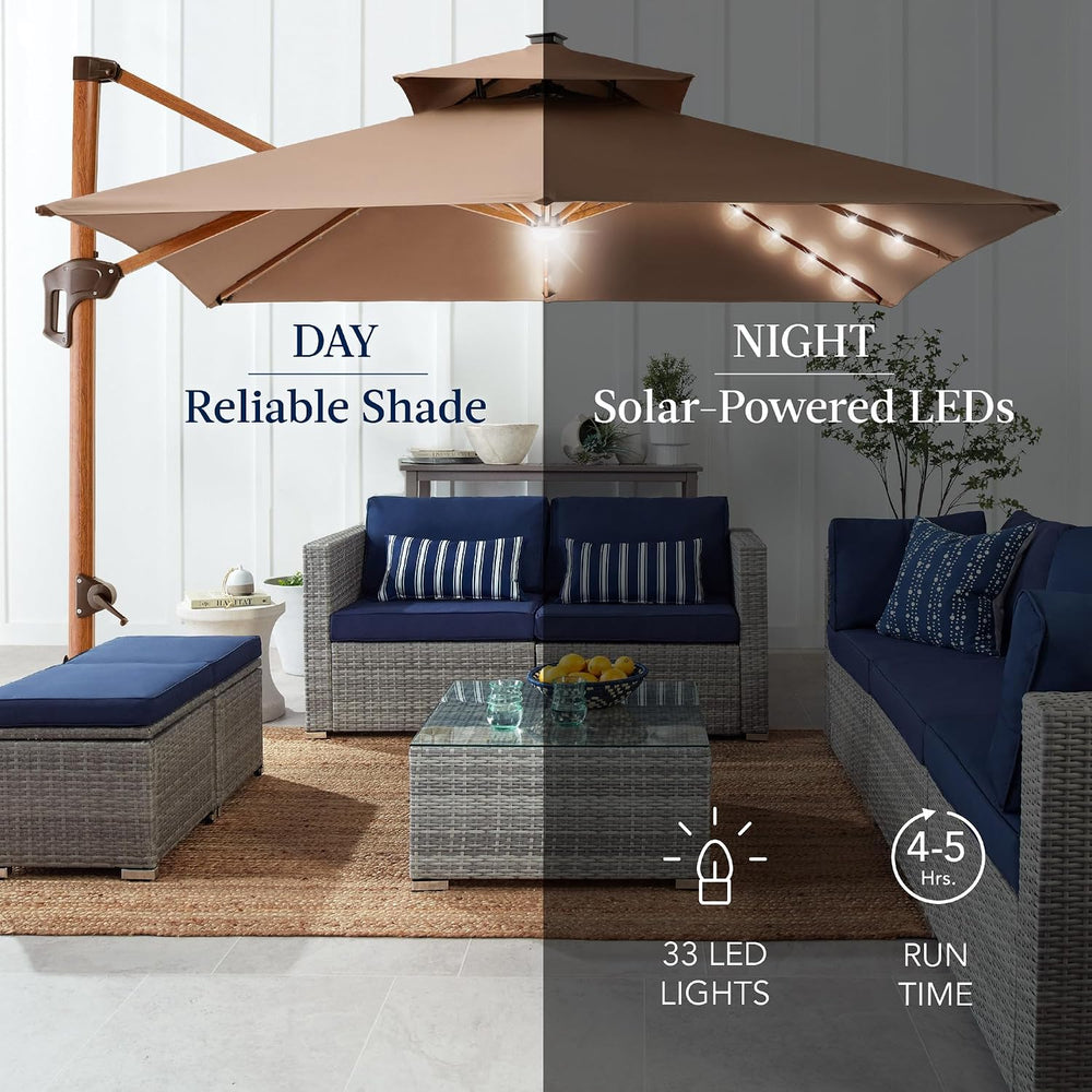 Best Choice Products 10ft Square Cantilever Patio Umbrella w/Base Included, W...