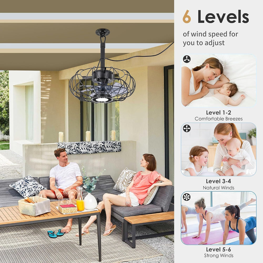 Outdoor Gazebo Fan with Hanging Hook, 15'' Waterproof Outdoor Ceiling...