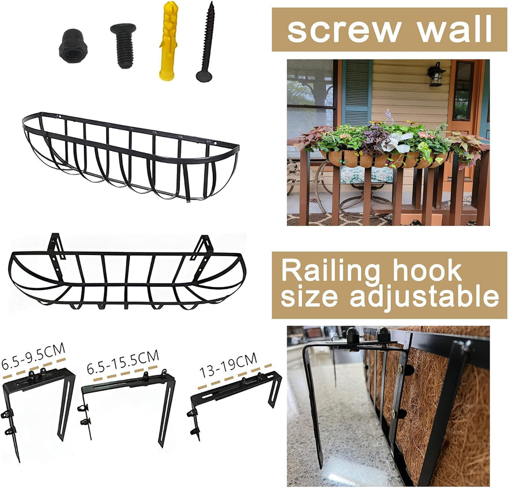 2pack 24-inch Window Sill Window Railing Planters with Cocoa Liner for Outdoo...