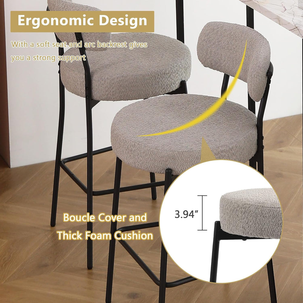 DYHOME Bar Stools Set of 4,Gray 28 Inch Counter Height Bar Stools with Back, ...