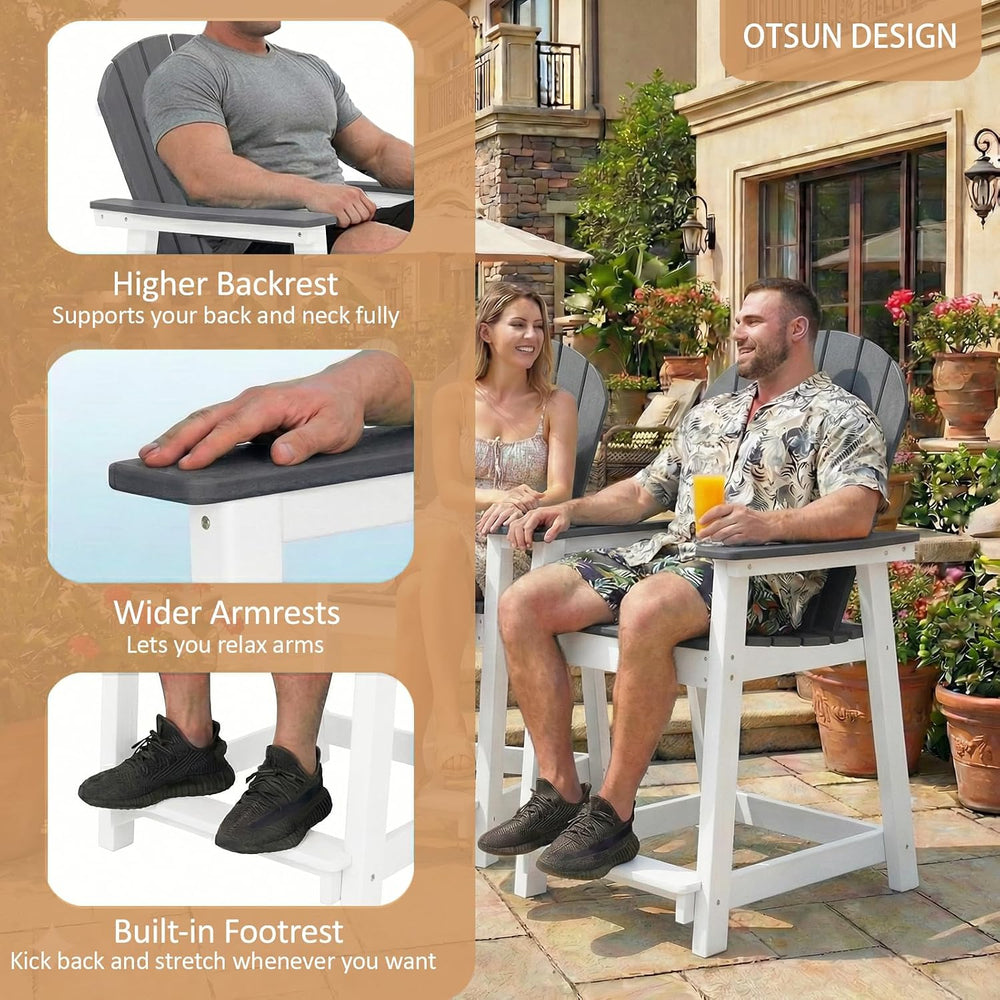 OTSUN Tall Adirondack Chairs (4, Black & White)