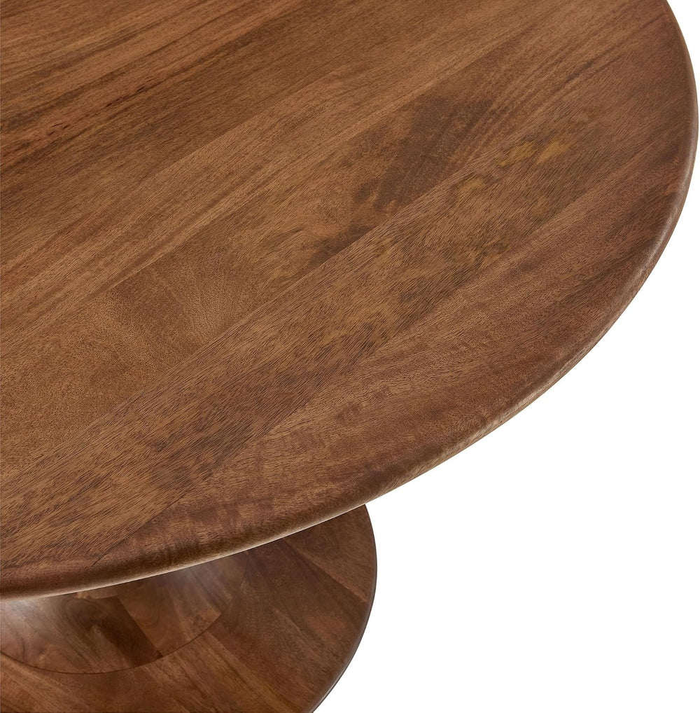 Modway Lippa 48 Inch Round Wood Dining Table in Walnut – Solid Mango Wood Tab...