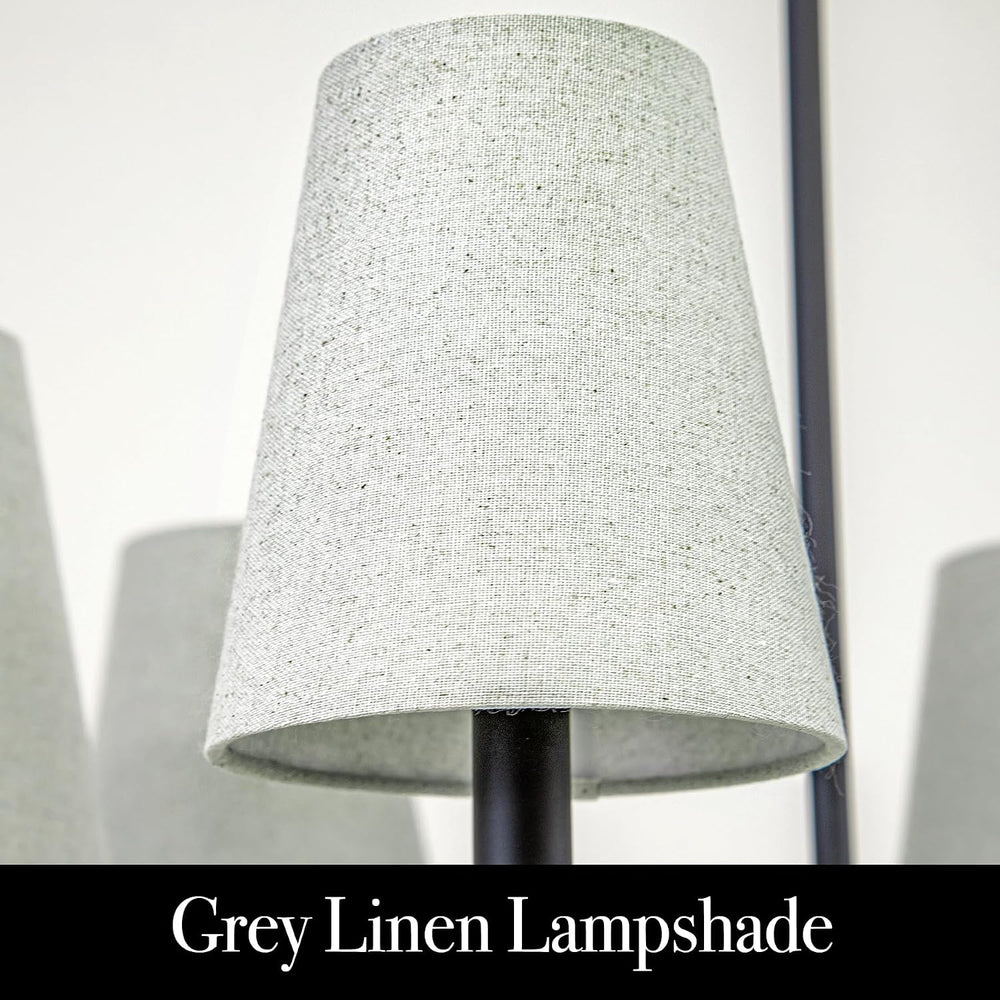 Chandelier, Matte Black with Linen Fabric Shade, 6-Light 28" Modern Farm...