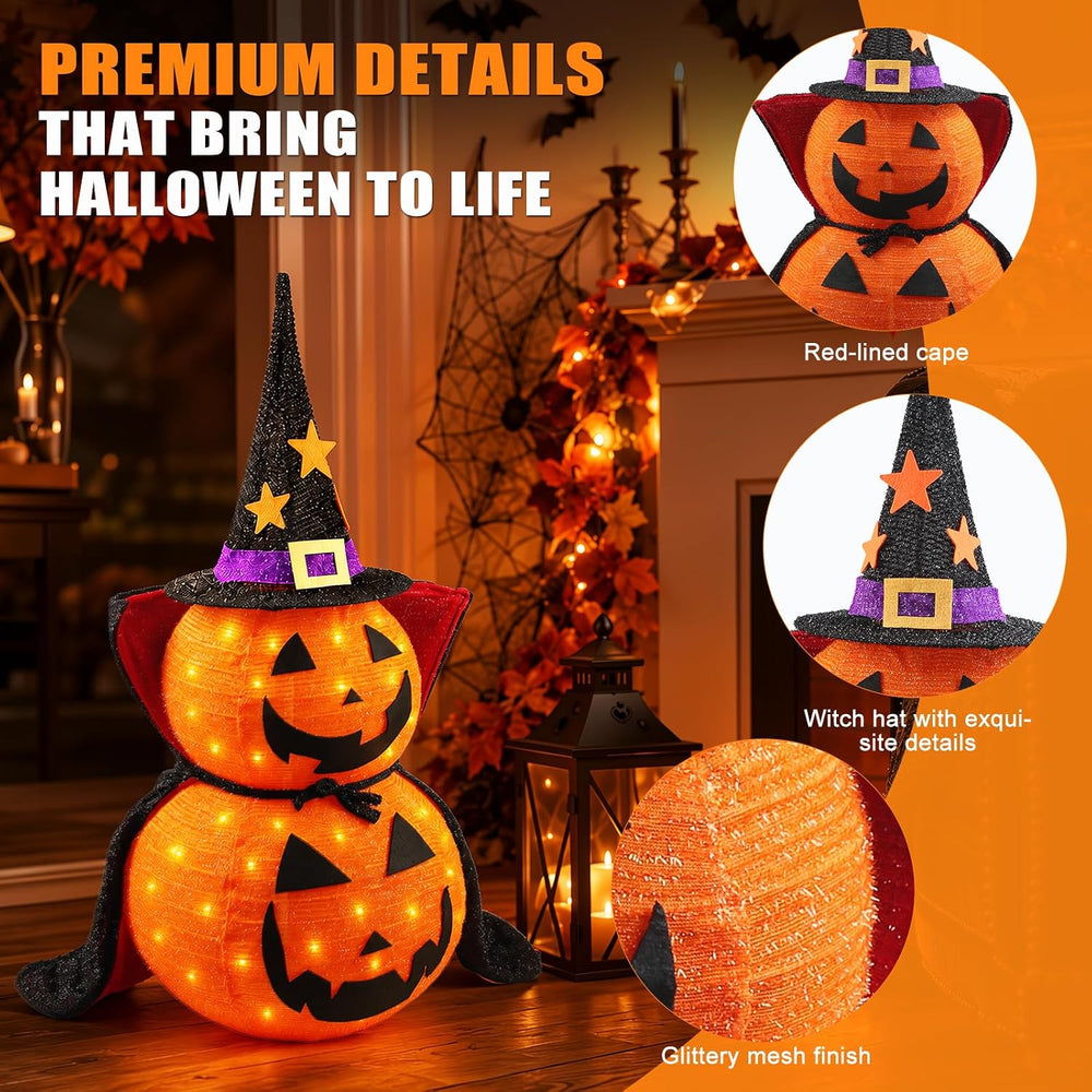 3FT Collapsible Halloween Pumpkin Decorations for Porch, Yard, Home