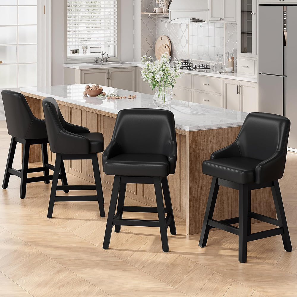 REONEY Swivel Bar Stools Set of 3, 24" Upholstered Counter Height Barstool