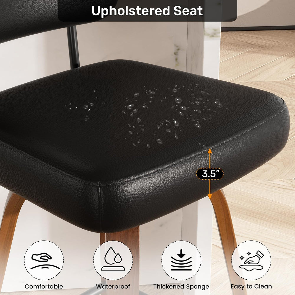 Swivel Bar Stools Set of 4, 26" Upholstered Faux Leather Counter Height ...