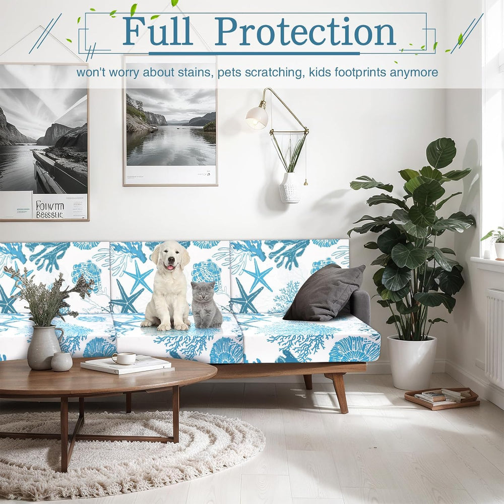 Newwiee 12 Pc Patio Stretch Cushion Covers,Light Blue,Ocean